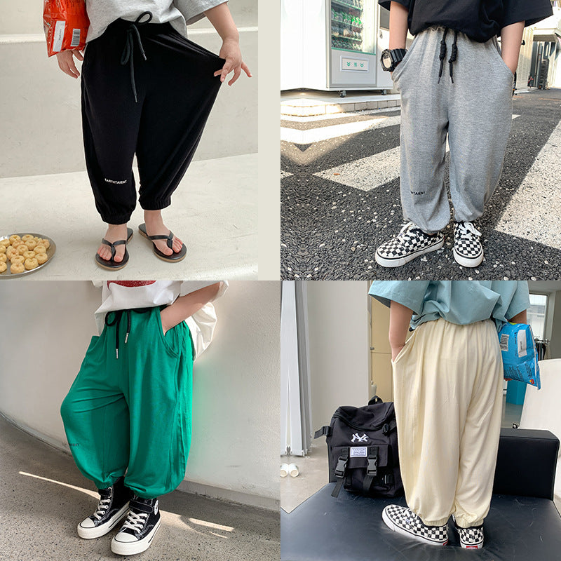 ❗️清倉特賣❗️EA2465莫代爾字母防蚊褲純色彈力舒適束腳褲2023.04.07