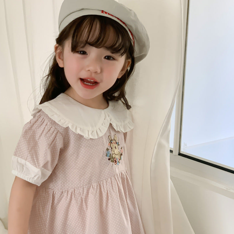 AA1413童甜美娃娃領波點連衣裙2023.04.04