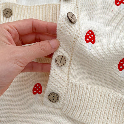 DD2023春秋蘑菇刺繡毛衣外套+無袖背帶寶寶褲2023.12.15