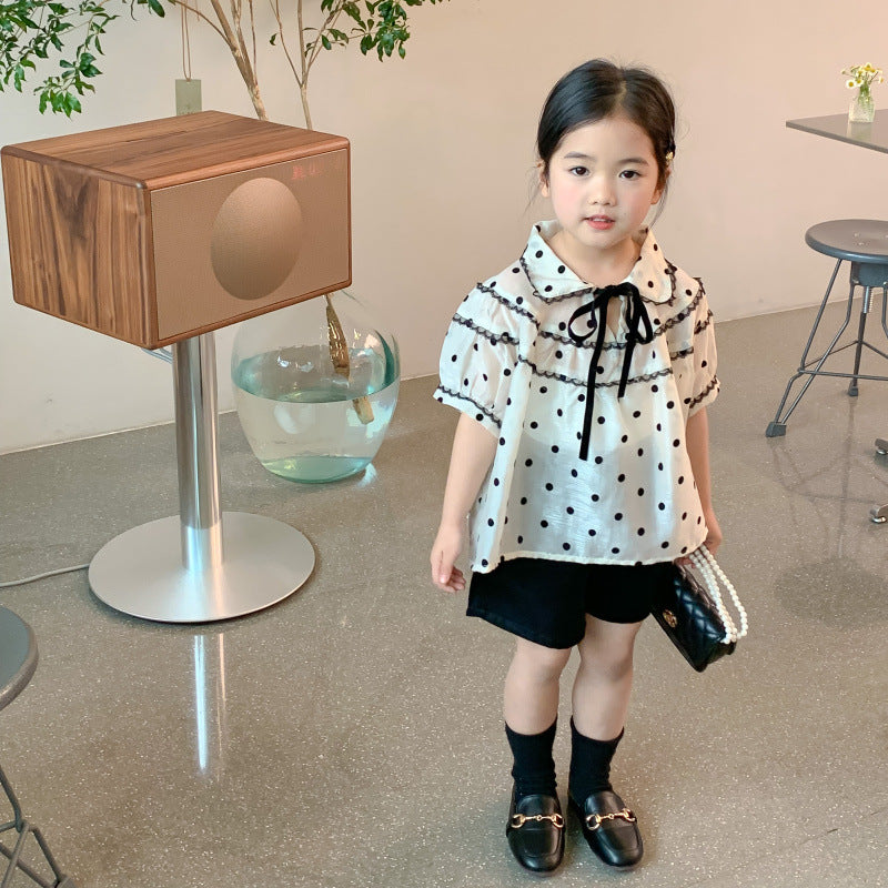 AA1220韓版女童花邊領波點襯衫2023.04.11