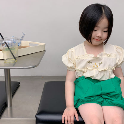 AA1195夏裝新品兒童刺繡襯衣女寶寶可愛娃娃衫上衣2023.04.07